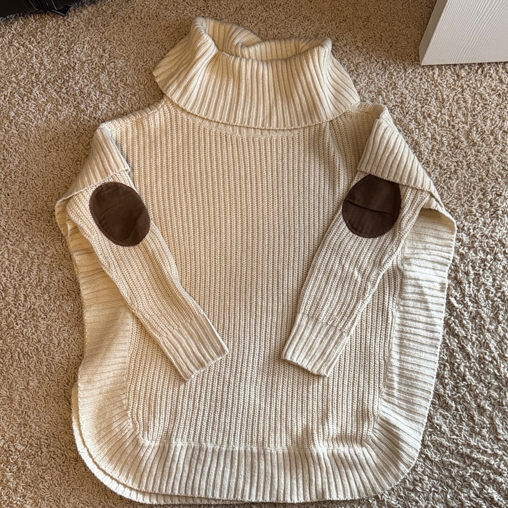 Cozy Cream Turtleneck Sweater with Elbow Patches